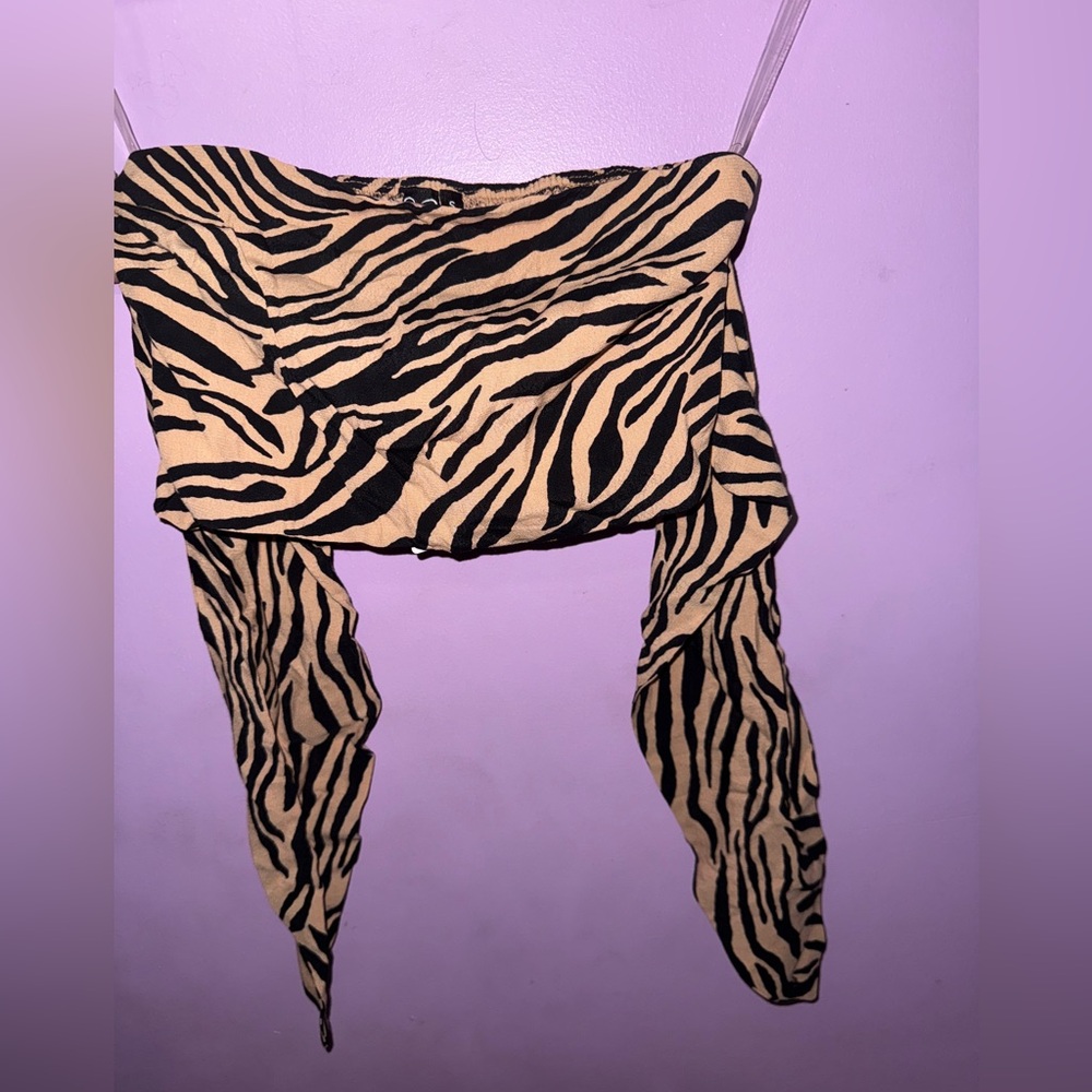 Windsor- Tan Zebra Striped Tie Tube Top NWT